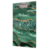 緑の金ゴールド大理石クリップボードと名前をカスタムする クリップボード (左)