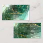 緑の金ゴールド大理石瑪瑙モノグラム初期ジオード 名刺 (正面/裏面)