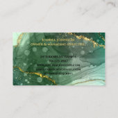 緑の金ゴールド大理石瑪瑙モノグラム初期ジオード 名刺 (裏面)