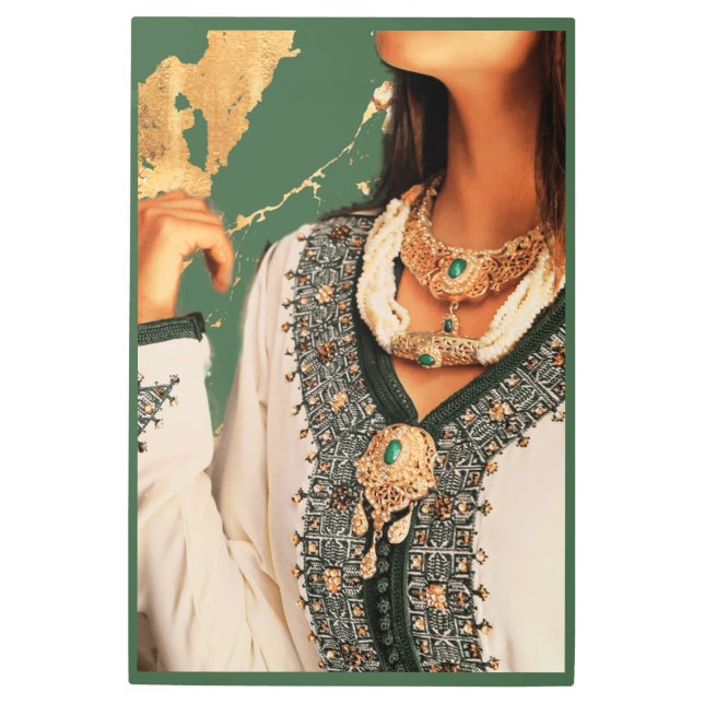 緑の金ゴールド大理石 メタルプリント (正面)