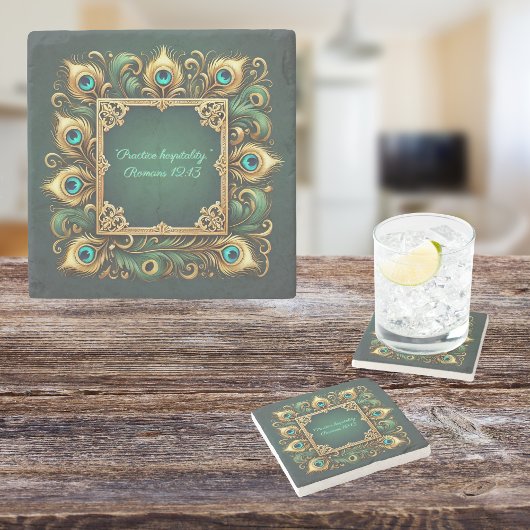 緑の金ゴールド孔雀フレームのカスタマイズ可能 ストーンコースター