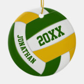 緑の金ゴールド少年女子チームのバレー セラミックオーナメント (正面)