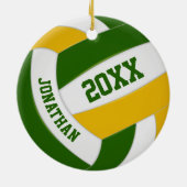 緑の金ゴールド少年女子チームのバレー セラミックオーナメント (裏面)