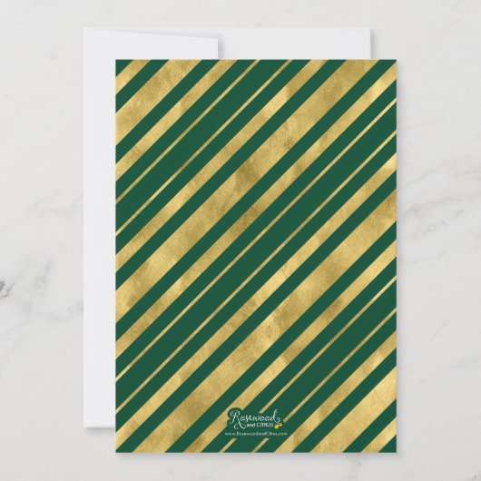 緑の金ゴールド幾何学的な写真の卒業発表 案内状 (裏面)