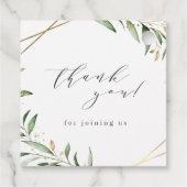 緑の金ゴールド幾何学的サンキューブライダルシャワー フェイバータグ (裏面)