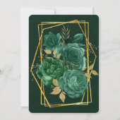 緑の金ゴールド幾何学的フローラウェディングシャワー招待状 (裏面)