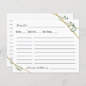 緑の金ゴールド幾何学的レシピカード (正面/裏面)