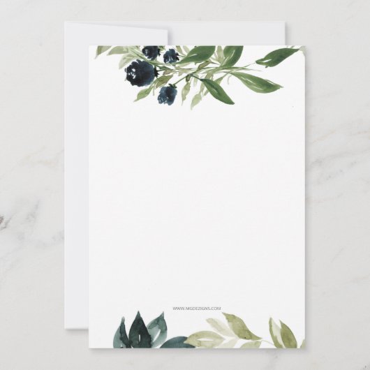 緑の金ゴールド幾何学的男女兼用ベビーシャワー 招待状 (裏面)