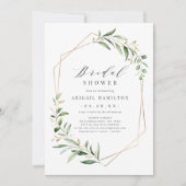 緑の金ゴールド幾何学的素朴ブライダルシャワー 招待状 (正面)