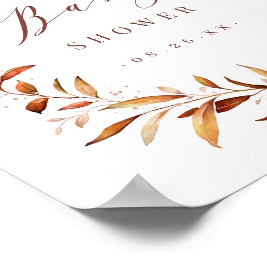 緑の金ゴールド幾何学的素朴赤ちゃんシャワーポスター ポスター (角)