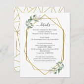 緑の金ゴールド幾何学的詳細挿入カード 招待状 (正面/裏面)