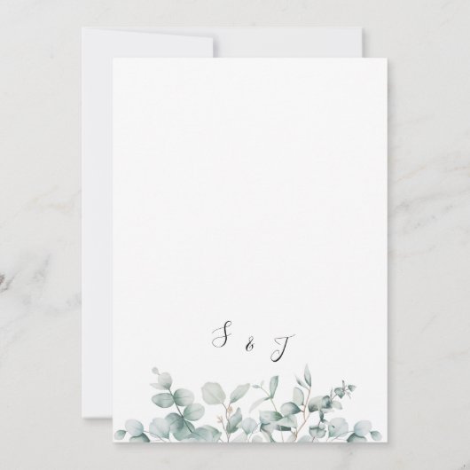 緑の金ゴールド幾何素朴ユーカリ結婚ス 招待状 (裏面)