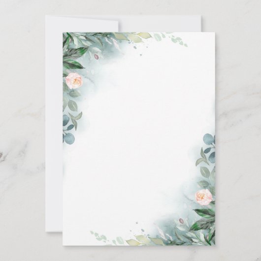 緑の金ゴールド幾何結婚フローラ記念日 招待状 (裏面)