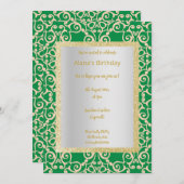 緑の金ゴールド抽象芸術金ゴールド誕生日 招待状 (正面/裏面)