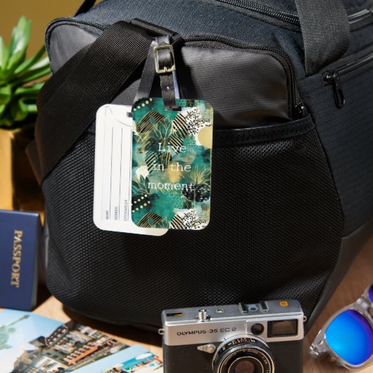 緑の金ゴールド抽象芸術 ラゲッジタグ (正面&裏面)