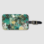 緑の金ゴールド抽象芸術 ラゲッジタグ (正面横)