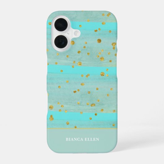 緑の金ゴールド抽象芸術 iPhone 16ケース (裏面)