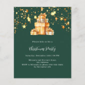 緑の金ゴールド星ギフトクリスマスパーティの招待状 (正面)