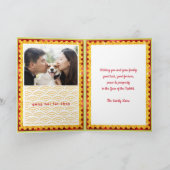 緑の金ゴールド月の新年うさぎの写真カード カード (内部)