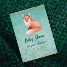 緑の金ゴールド水の色ウッドランドキツネベビーシャワー