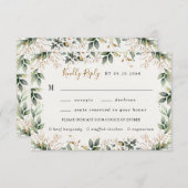 緑の金ゴールド水の色ボホミール結婚の選択 出欠カード (正面/裏面)