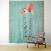 緑の金ゴールド水彩キツネベビーシャワー背景 タペストリー (インサイチュ)