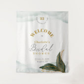 緑の金ゴールド水彩ブライダルシャワーへようこそ タペストリー (正面)