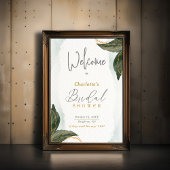 緑の金ゴールド水彩ブライダルシャワーへようこそ ポスター