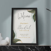 緑の金ゴールド水彩ブライダルシャワーへようこそ ポスター