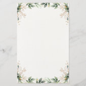 緑の金ゴールド水彩葉結婚のメニューカード (裏面)