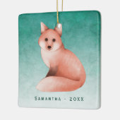 緑の金ゴールド水色キツネパーソナライズされた写真 セラミックオーナメント (左)