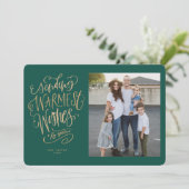 緑の金ゴールド温かいウィッシュズホリデーフォトカード 招待状 (スタンド正面)