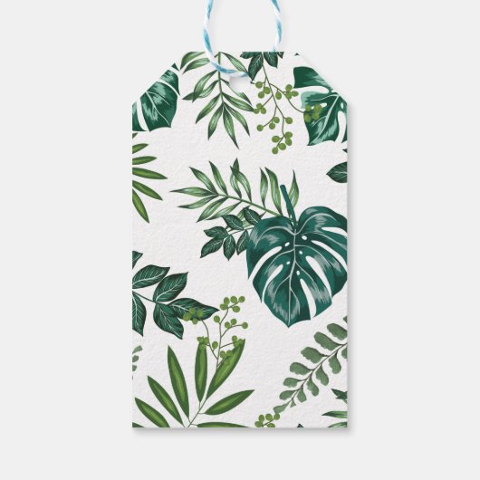 緑の金ゴールド熱帯ジャングル動物ベビーシャワー ギフトタグ (裏面)