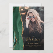 緑の金ゴールド瑪瑙の暗い写真のグラード発表 招待状 (正面)