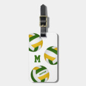 緑の金ゴールド男の子バレーボール旅行チームギフト ラゲッジタグ (正面縦)