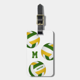 緑の金ゴールド男の子バレーボール旅行チームギフト ラゲッジタグ