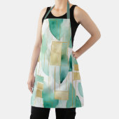 緑の金ゴールド白抽象芸術 エプロン (インサイチュ)