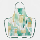 緑の金ゴールド白抽象芸術 エプロン (正面)
