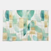 緑の金ゴールド白抽象芸術 キッチンタオル (横)
