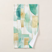 緑の金ゴールド白抽象芸術 バスタオルセット (ハンドタオル)