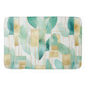 緑の金ゴールド白抽象芸術 バスマット (正面)