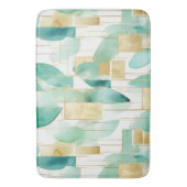 緑の金ゴールド白抽象芸術 バスマット (正面縦)