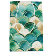 緑の金ゴールド白抽象芸術 ミディアムペーパーバッグ (正面)