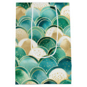 緑の金ゴールド白抽象芸術 ミディアムペーパーバッグ (裏面)