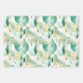 緑の金ゴールド白抽象芸術 ラッピングペーパーシート (正面2)