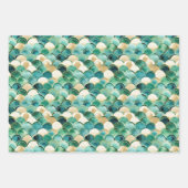緑の金ゴールド白抽象芸術 ラッピングペーパーシート (正面)