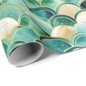 緑の金ゴールド白抽象芸術 ラッピングペーパー (ロールコーナー)