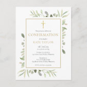 緑の金ゴールド確認招待状 インビテーションポストカード (正面)