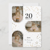 緑の金ゴールド紙吹雪アーチ家族の写真クリスマスH シーズンカード (正面)