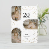 緑の金ゴールド紙吹雪アーチ家族の写真クリスマスH シーズンカード (スタンド正面)